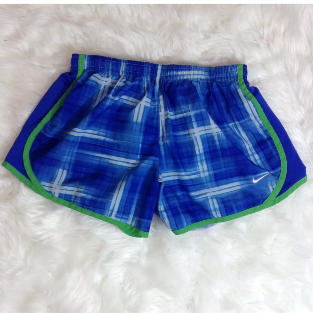 Nike Tempo Blue Green Plaid Running Shorts